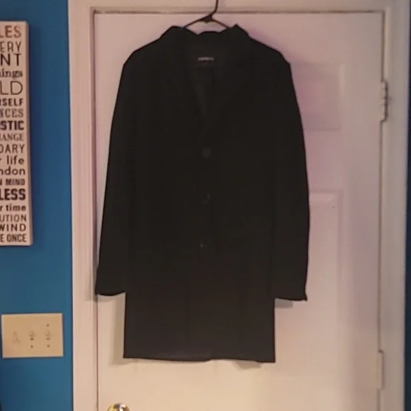Express Men's Black Wool Blend Top Waist Length Coat Size Small - Picture 6 of 7